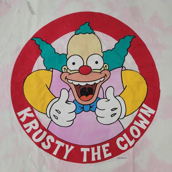 Simpson Krusty-the-Clown Shirt L/XL 22x29 Pink Cartoon Bleached - Picture 7 of 11
